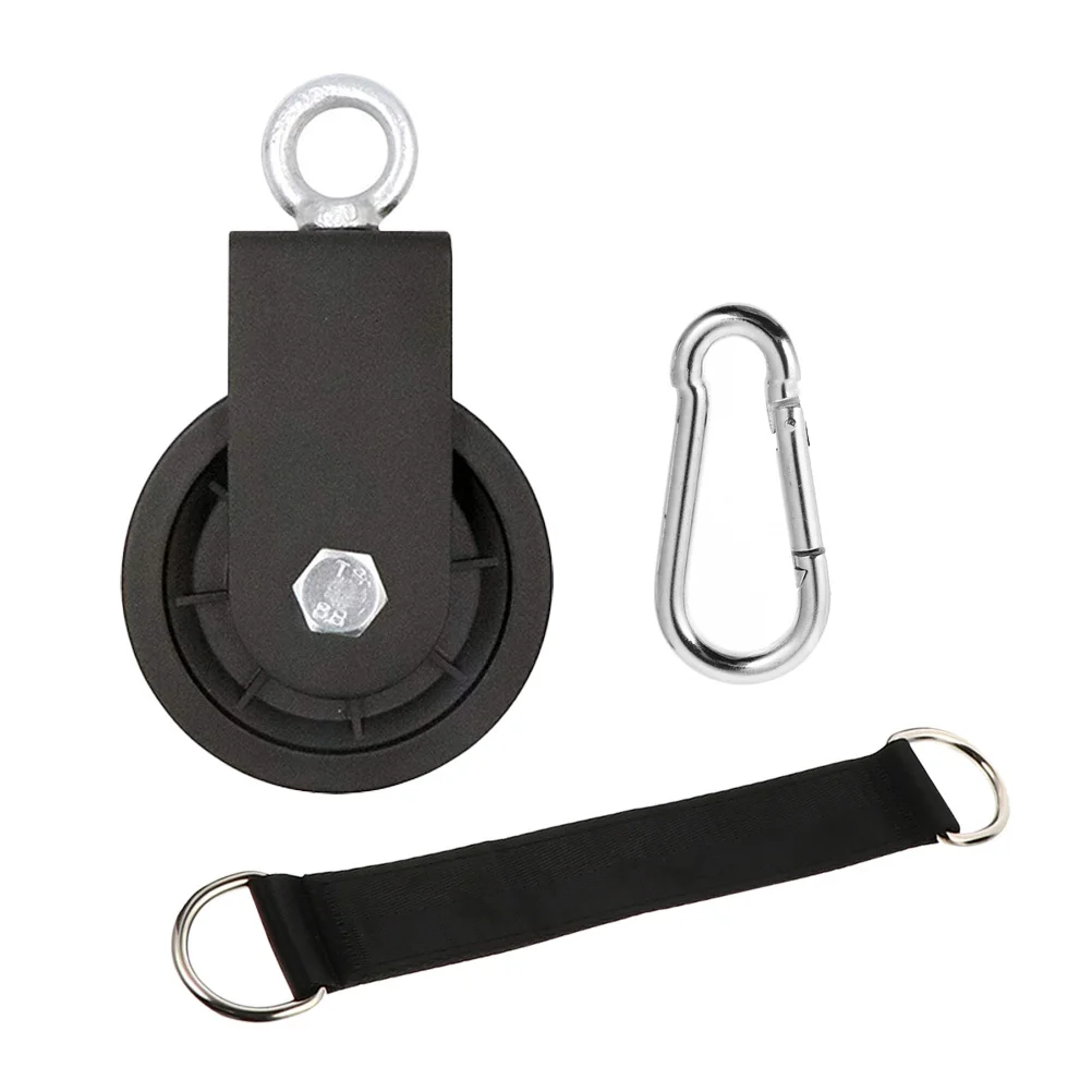 1 مجموعة اللياقة البدنية بكرة حزام النايلون لكابل كرانش ثلاثية الرؤوس سحب أسفل الذراع الخلفي التدريب معدات الصالة الرياضية كابل آلة