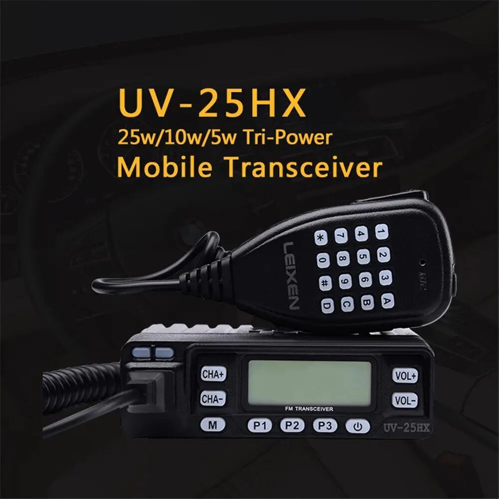 DHL Free Shipping 10pcs NEW LEIXEN UV-25HX 25W Mini Car Walkie Talkie Dual Band VHF/UHF Car Mobile Radio