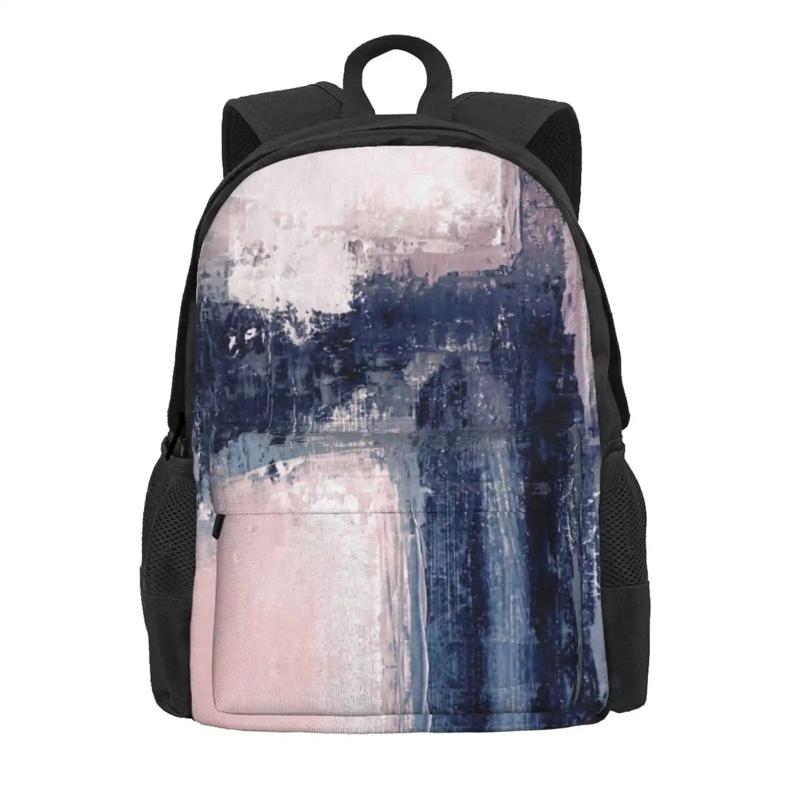 Pink And Navy 1 Hot Sale Schoolbag Backpack Fashion Bags Bedroom Modern Abstract Printable Abstract Art Blush Pink And Navy Art