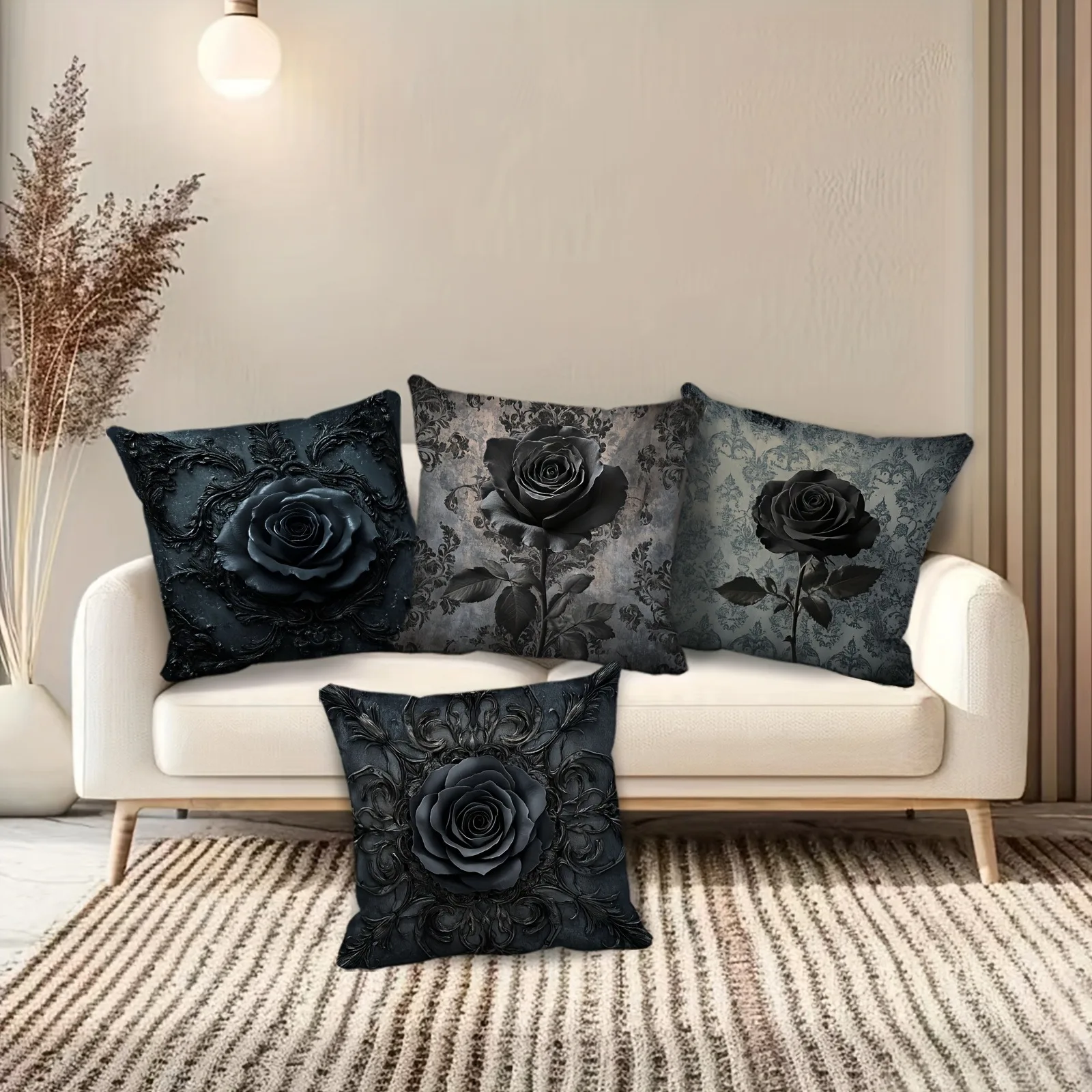 Spooky Black Rose Halloween Pillowcases: Haunt Your Home in Style! Sofa cushion cover holiday party decoration gift