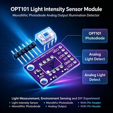 OPT101 Photodiode Light Sensor Board, Analog Output, Illuminance Meter for Arduino