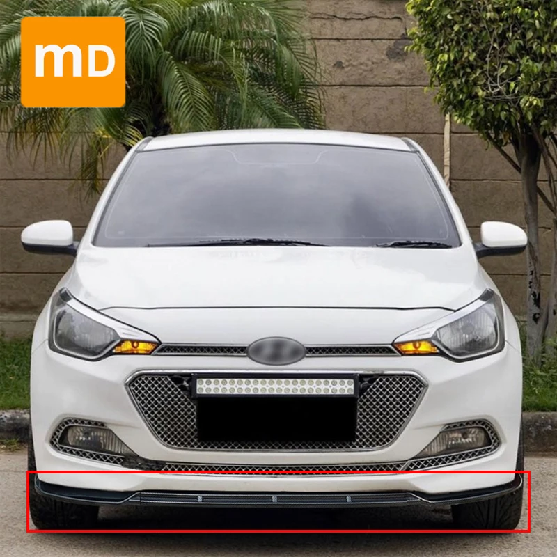 

Gloss Black Front Bumper Lip Diffuser Spoiler Splitter Body Kit Guards For modern I20 MK2 Pre facelift 2015-2017 Upgrade