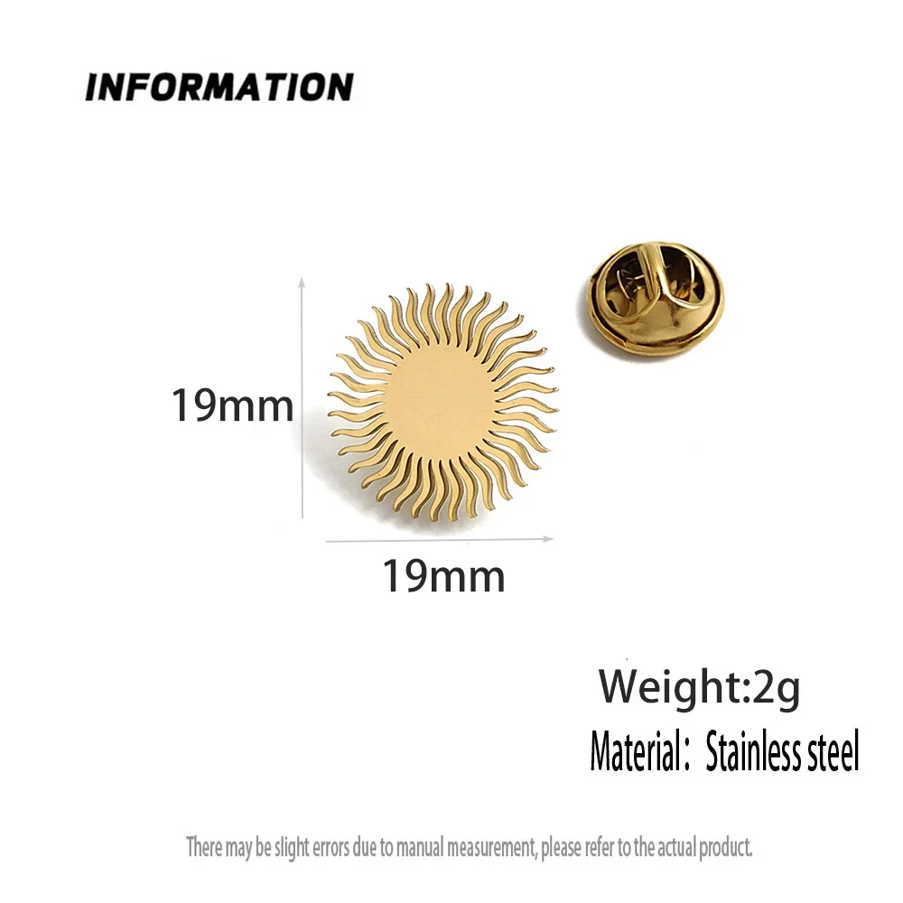 Personalized Fashion Golden Sun Brooch Metal Non Slip Collar Pin Women's Sweater Shirt Neckline Fixed Jewelry Accessories