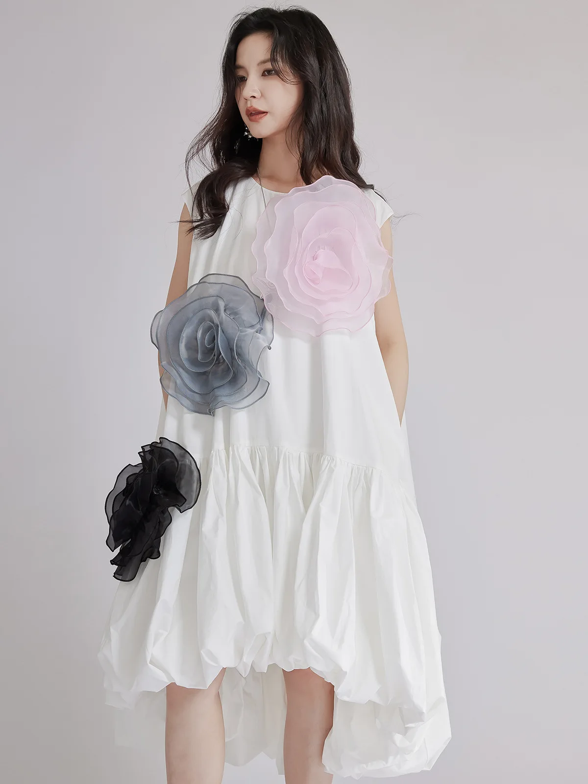 Tannt vestido de mujer sin mangas Irregular camisa blanca vestidos para mujeres 2025 nueva moda de verano asimetría camisas largas vestidos