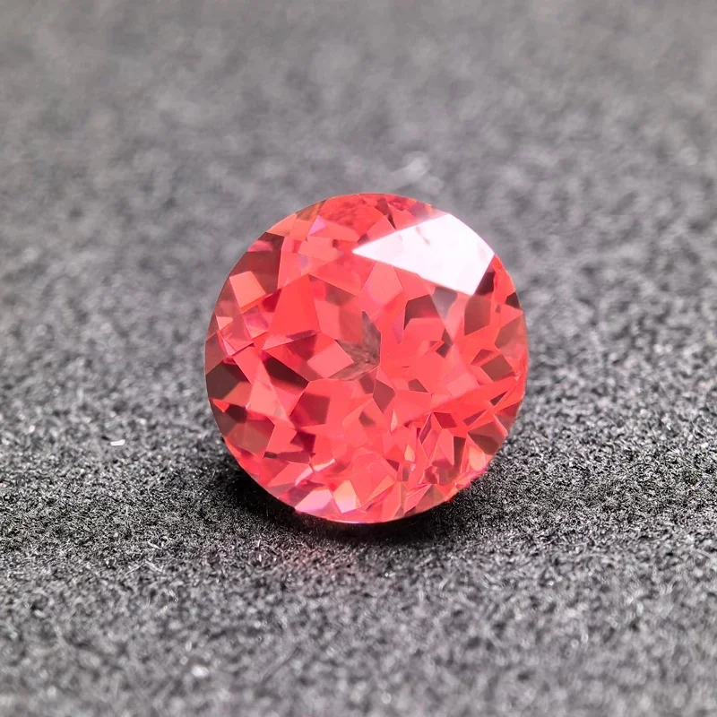 Lab Grown Padparadscha Round Shape Top Quality Fire Lotus Color Charm Beads for Diy Jewelry Making Selectable AGL Certificate