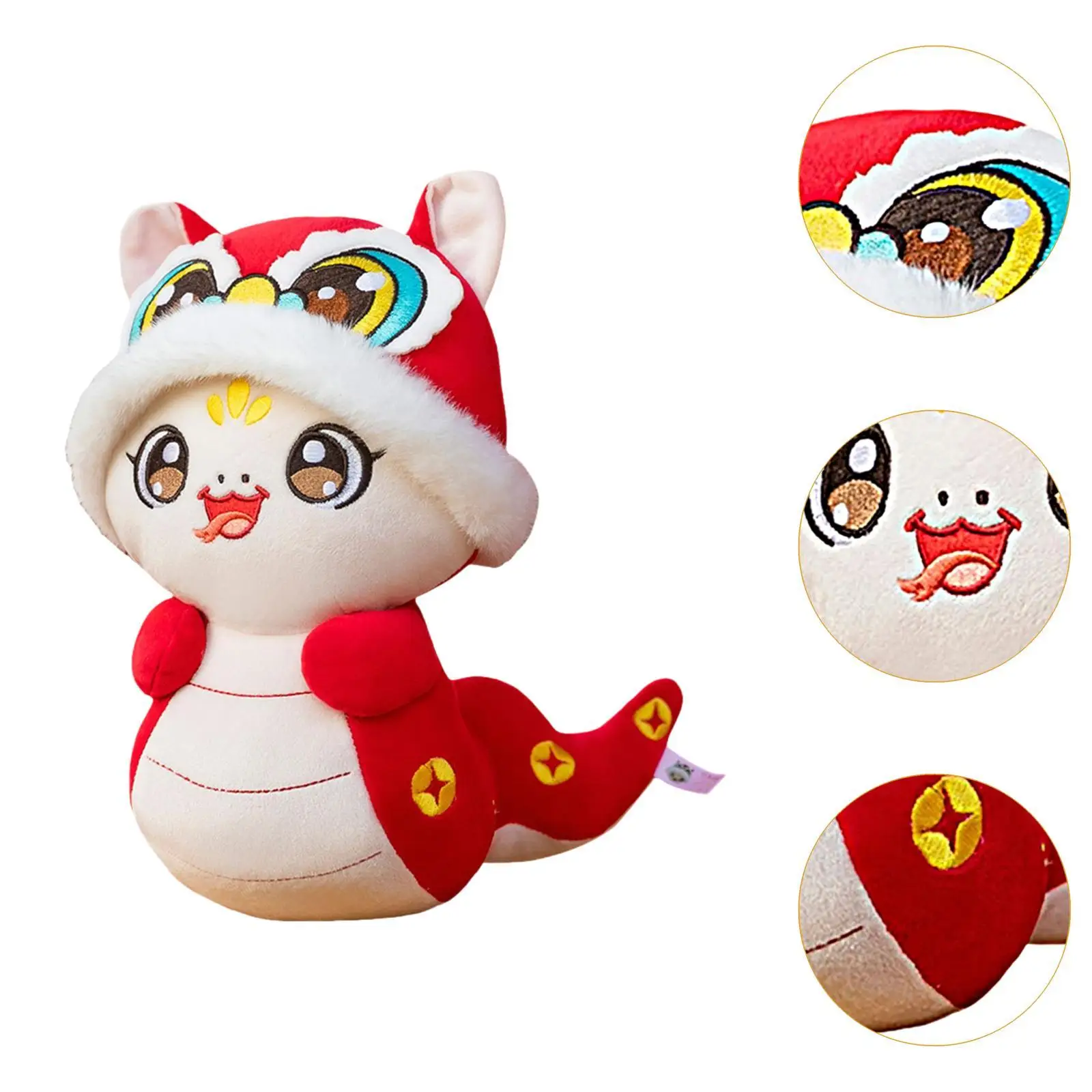 Juguete de peluche de serpiente de Año Nuevo Chino, bonitos y cómodos recuerdos de fiesta, muñeco de peluche de Animal relleno de 20cm de altura para regalo de vacaciones, dormitorio y hogar