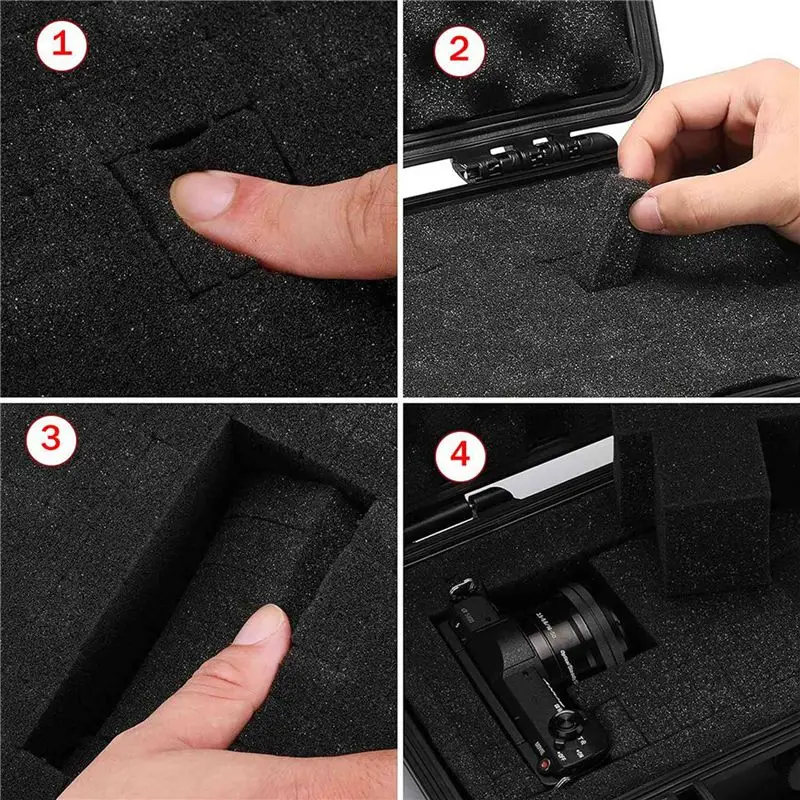THIVN-2X Waterproof Hard Carry Case Bag Tool Case With Pre-Cut Sponge Storage Box Protector Organizer Hardware Toolbox