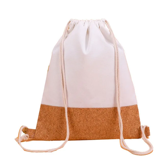 Drawstring Tote Lona Eco Friendly Cotton Fabric Cork Drawstring