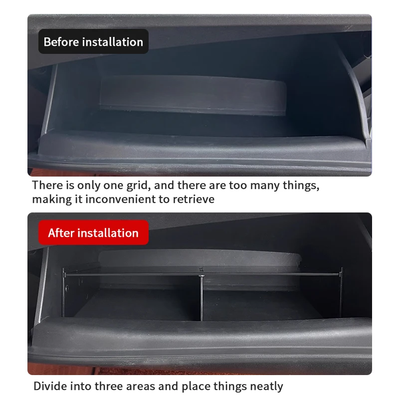 Car Interior Storage Box Glove Box Partition Plate ABS Copilot Passenger Divider Organizer Fit For Toyota Camry 2025 Accessories