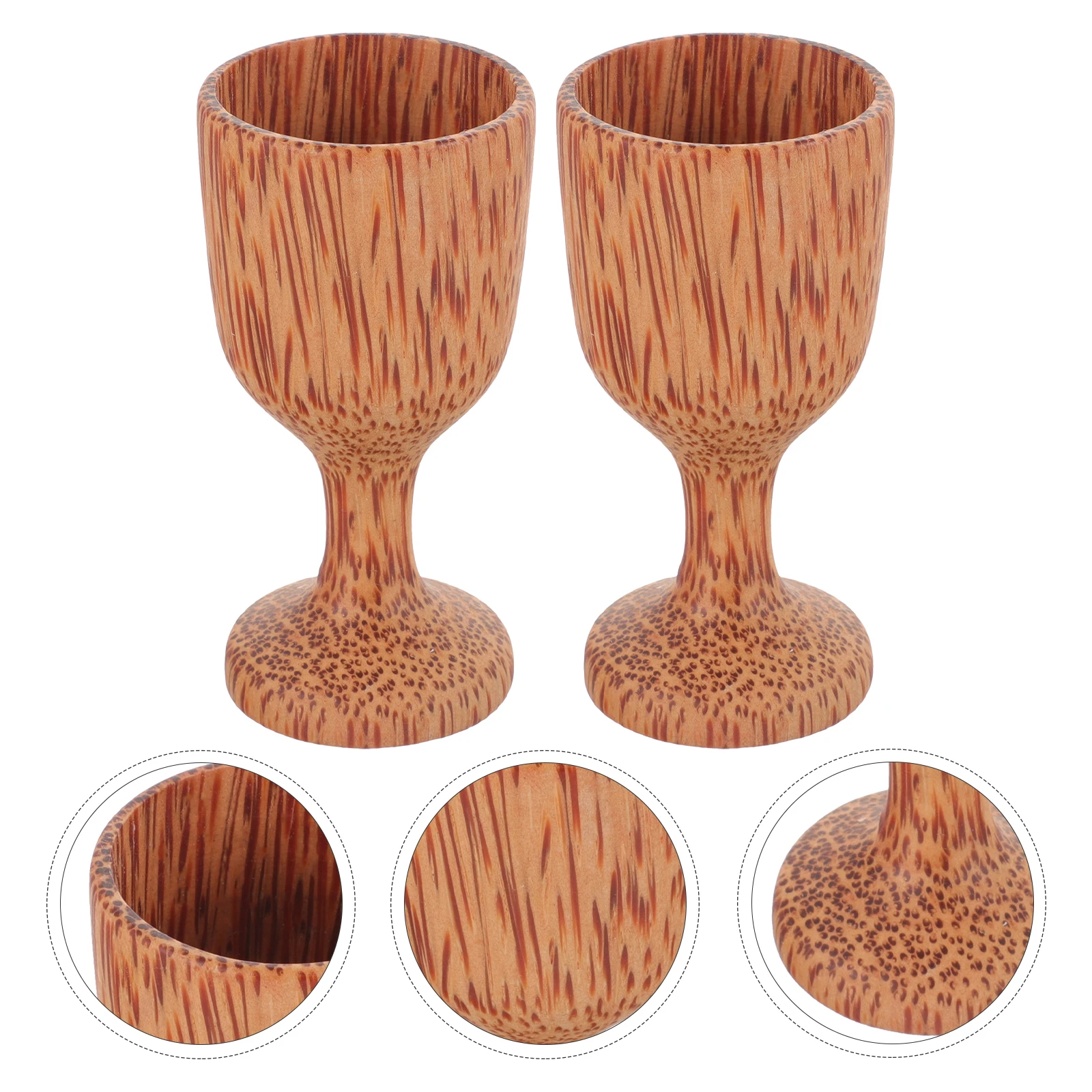 

2pcs Wooden Wine Goblet Decorative Cocktail For Bar Home Use Smooth Surface Easy Clean Party Barbecue Gift Wood Water Cup Glass