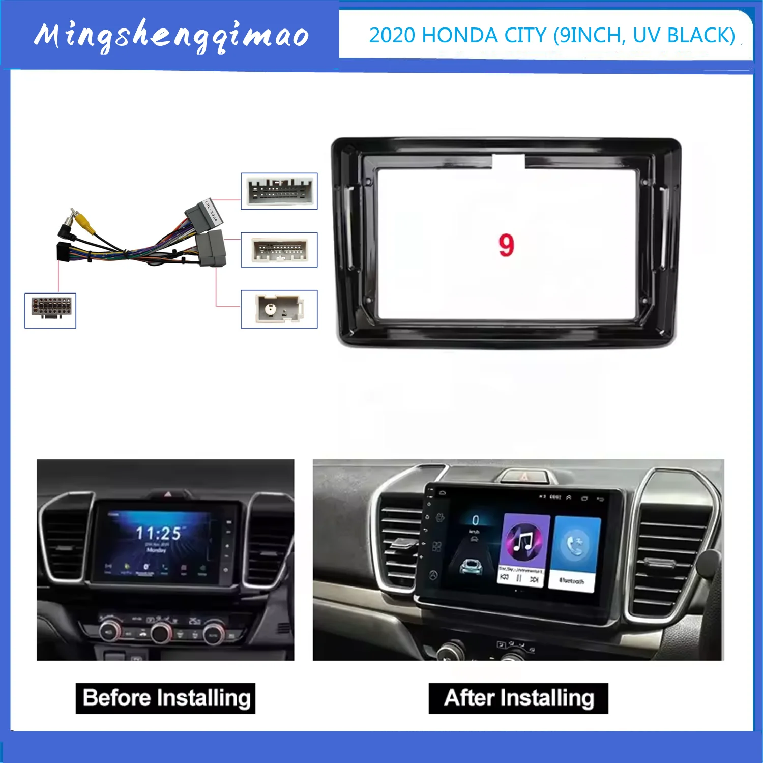 

2 Din 9 Inch Radio Fascia for Honda City 2020 Stereo Panel Dashboard Installation Plastic Trim Kit DVD MP5 player Frame Bezel