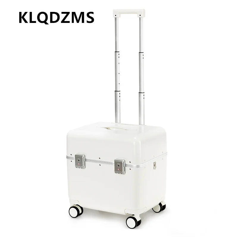 KLQDZMS Aluminum Frame Luggage ABS + PC Boarding Box 20 Inches Small Trolley Case Women's Universal Wheel Rolling Suitcase