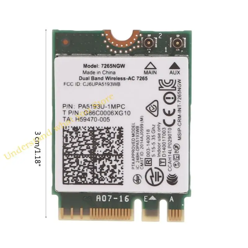 J60A 7265NGW Universal WiFi+BT4.2 고속 BT4.2 성능이있는 랩톱 및 데스크톱 용 더블 밴드 네트워크 카드.