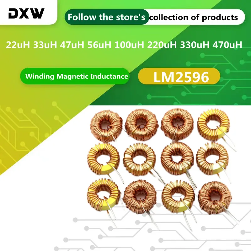 5PCS/Lot Toroid Inductor 3A 22uH 33uH 47uH 56uH 100uH 220uH 330uH 470uH Winding Magnetic Inductance DIP Inductors LM2596