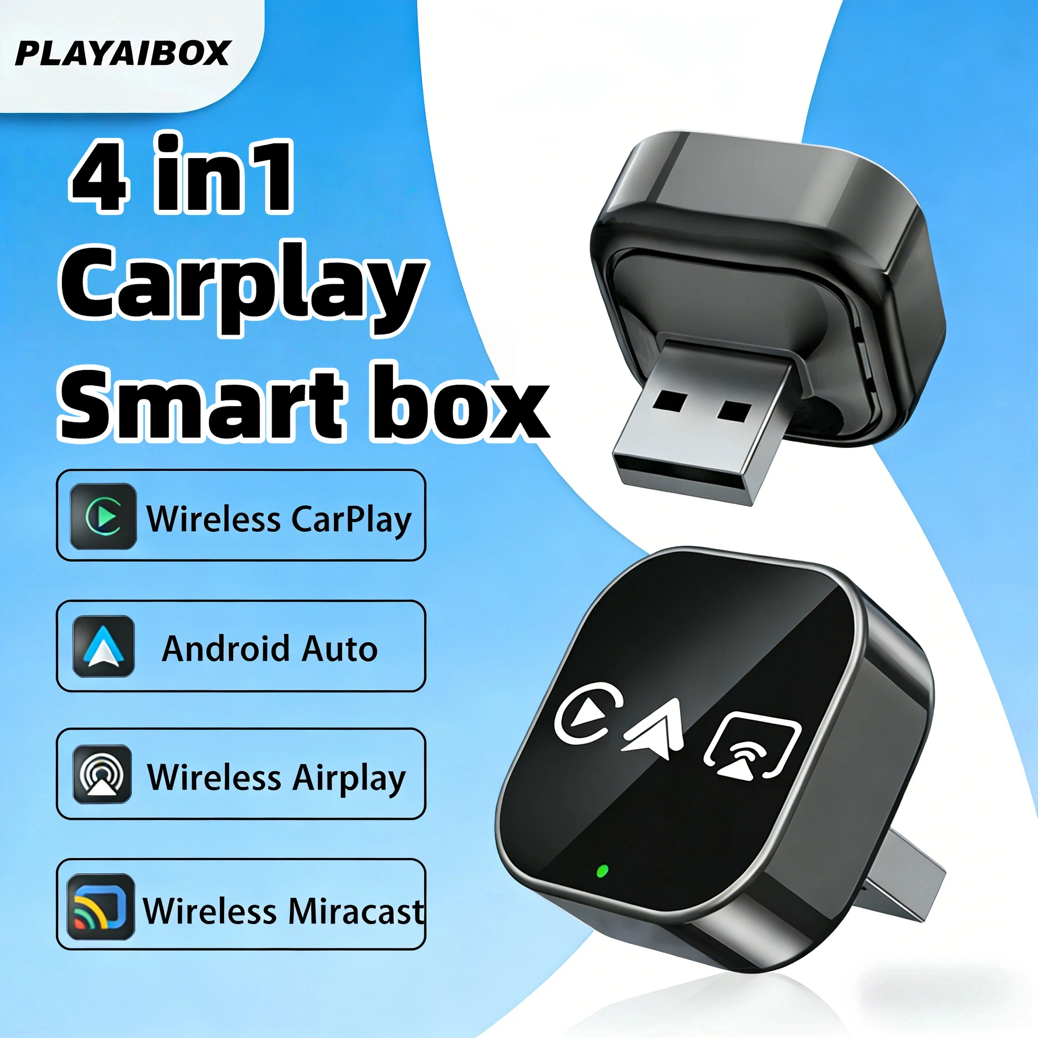 

Универсальный беспроводной адаптер 4-в-1 для CarPlay и Android Auto с функциями Mirror Link и AirPlay, Plug&Play, для Volvo, Benz, Kia, Chery