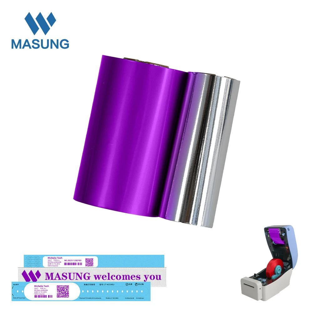 Masung 60mm x 100M Thermal Transfer Ribbon High-Quality Carbon Foil Roll for Barcode Printing