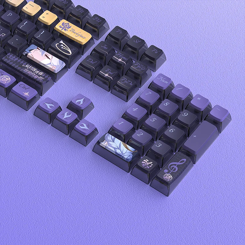 Blue themed keycap SA height four sided transparent PBT heat sublimation 119 small full set