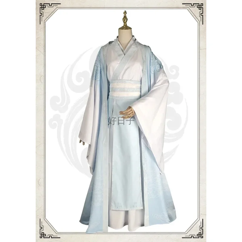 أزياء لان وانغجي التأثيرية مو داو إلى شي أزياء لان زان القديمة شعر مستعار وي ووشيان ييلينغ البطريرك زي الباروكات الأحذية M1