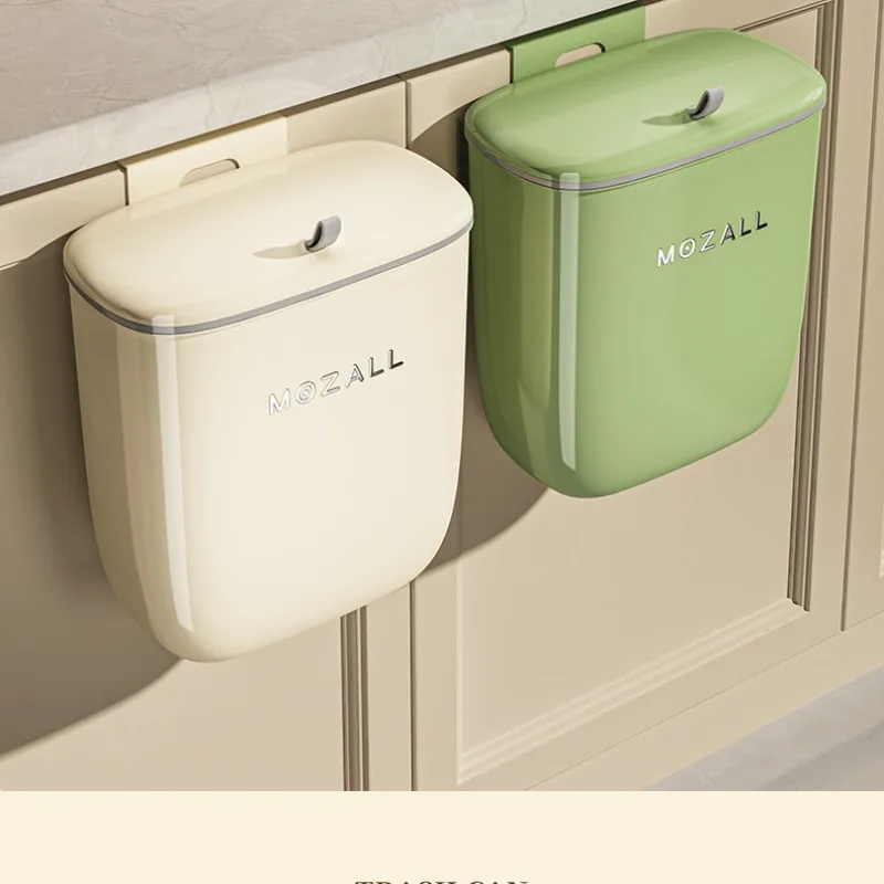 Household Kitchen Wall Mounted Trash Can Storage Bin with Lid Hanging Kitchen Waste Bin