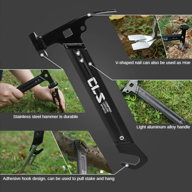 

Мини-молоток для уличной палатки, многофункциональная ручка из нержавеющей стали и алюминиевого сплава, молоток для кемпинга, небольшой молоток