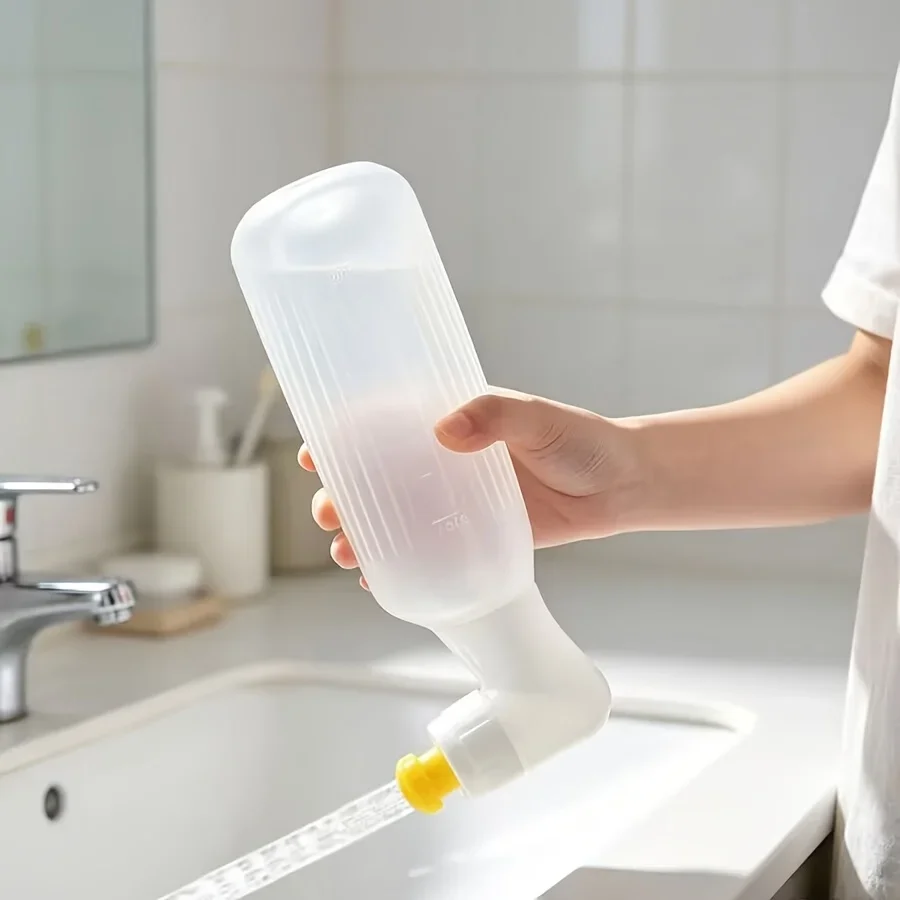1pc White Adjustable Side Spray Rinsing Device, Manual Press to Control Water Pressure, Personal Travel Hygiene Cleansing Tool