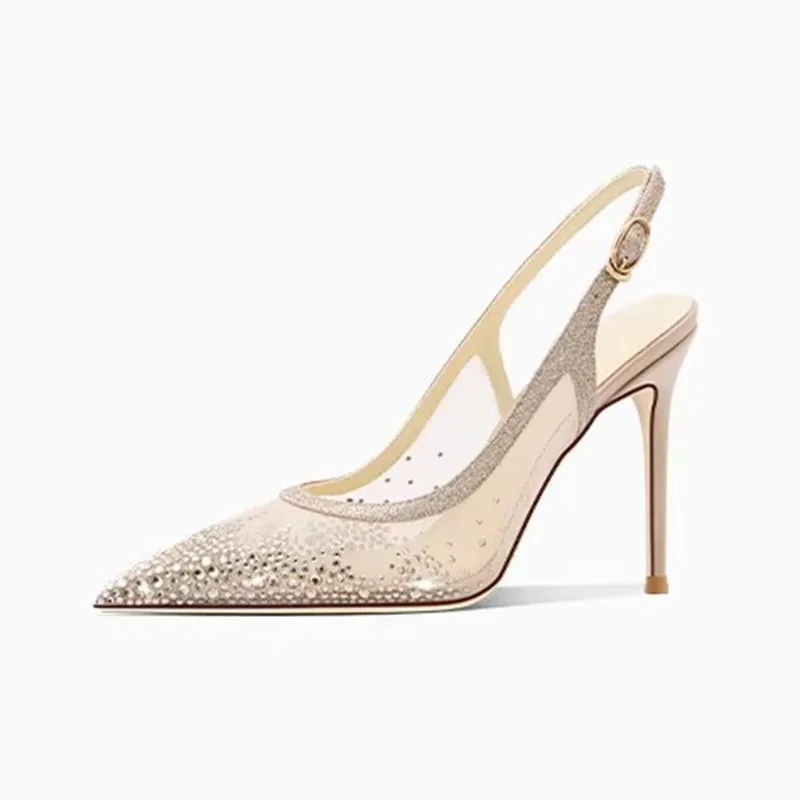

Women Pumps Temperament Pointed High Heeled Sandals French Shining Crystal Banquet Dress Pumps Transparent PVC High-heel Sandals