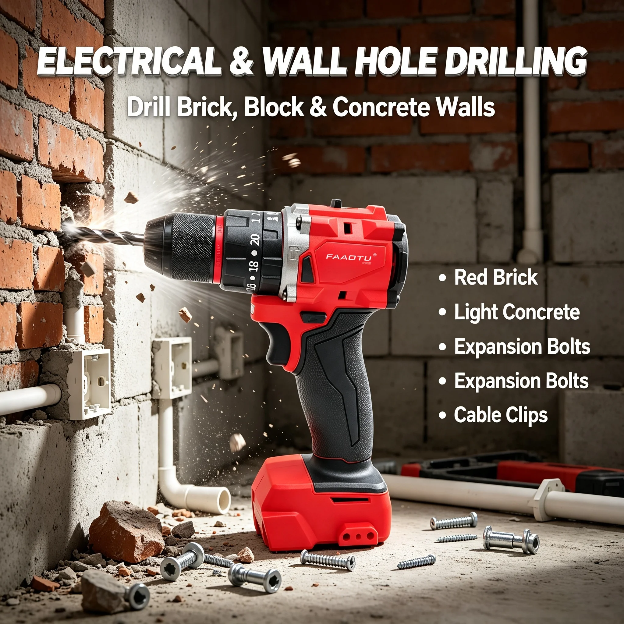 FAAOTU Drill Driver Same Operation&Outer Structure Compatible With MWQ Battery Bare Unit Suitable for MWQ 18v battery NO battery