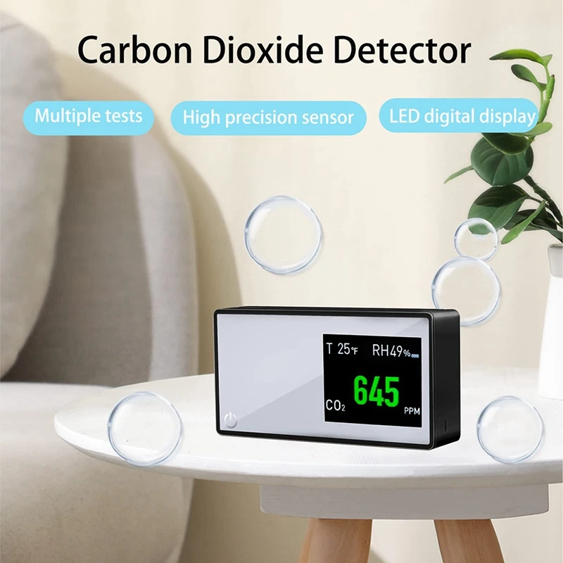 Black Air Quality  3 In 1 Multifunctional Carbon Dioxide ,CO2 Monitor For Indoor RV Office