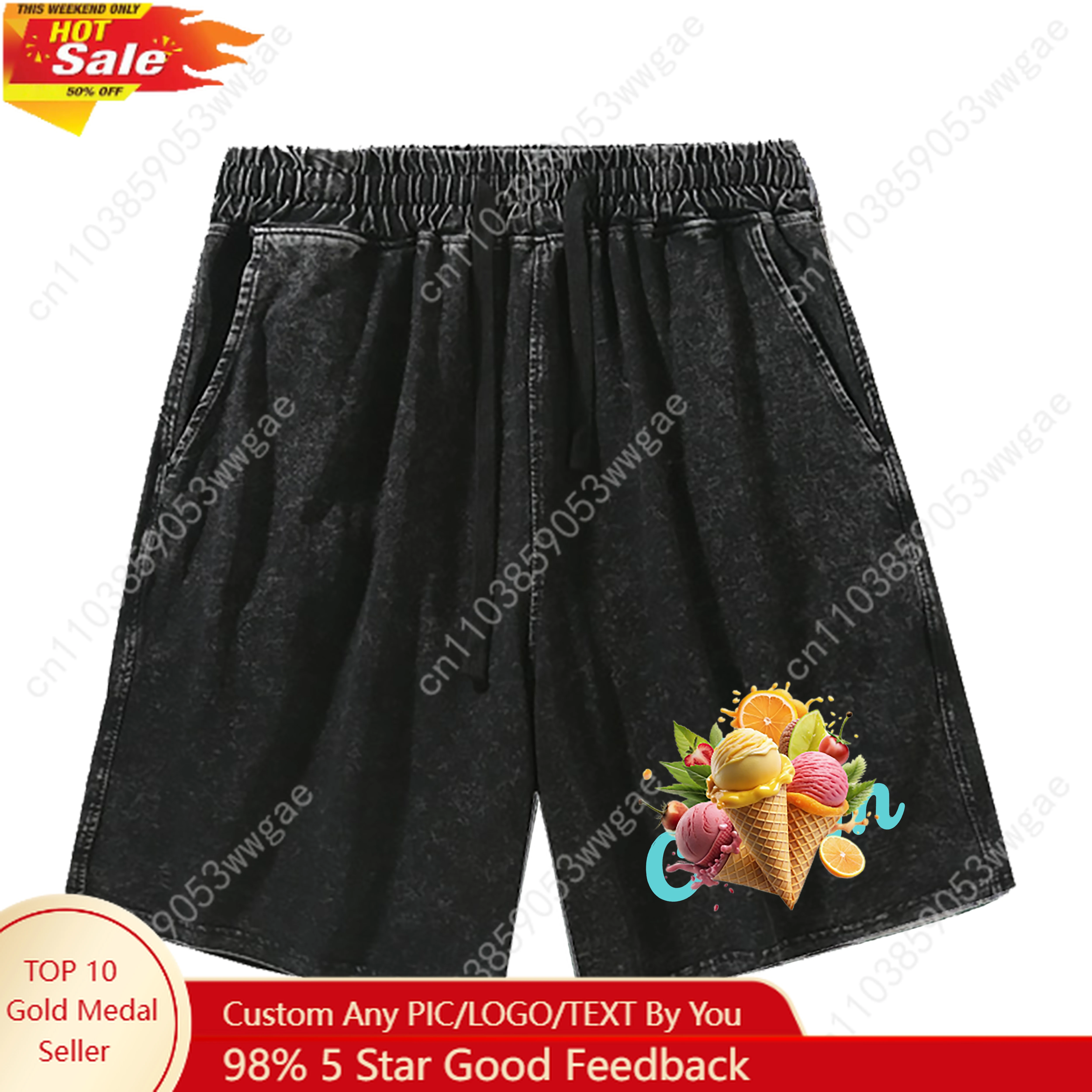 

Ice Cream Shorts Mens Womans Teenagers Retro Short Pants Vintage Fashion High Quality Elastic Soft Beach Shorts Customized Pant