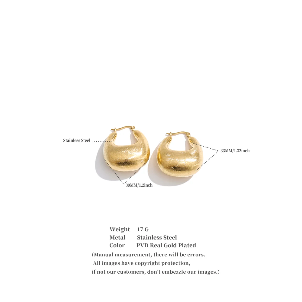 Yhpup Persönliche Edelstahl-Creolen für Damen, 14K Gold PVD-beschichtet, geometrischer Alltagsschmuck, hohe Qualität – Detail 4