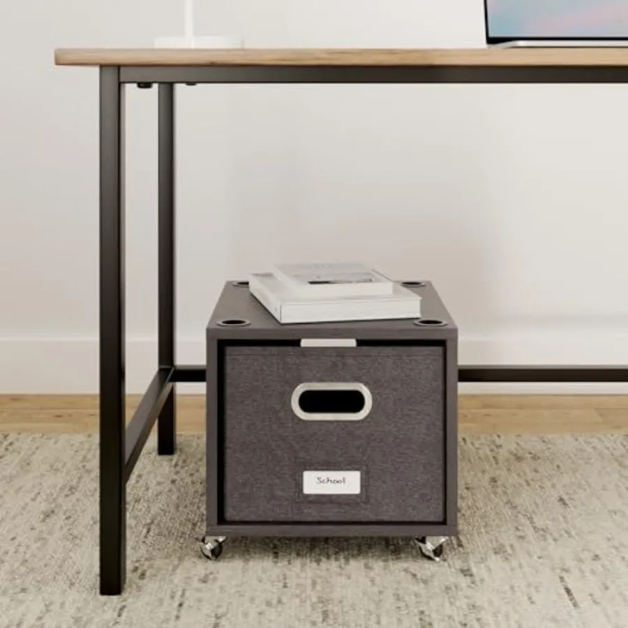 Rolling File Cabinet Decorative Storage Shelf w/Removable Bins, Handles, and Wheels Organize Files, Books, Toys, Under Desk Off