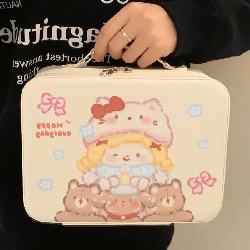 

Kawaii Hello Kittys Cosmetic Case Bags for Woman Large Capacity Skin Care Products Storage Bag Portable Makeup Bag Girl