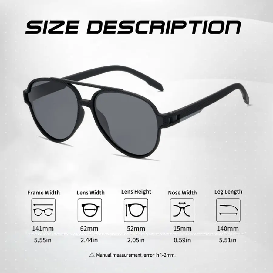 CRIXALIS Oversized Pilot Polarized Sunglasses Men Vintage Anti-glare Driving Sun Glasses Male Trendy Women Outdoor Shades UV400