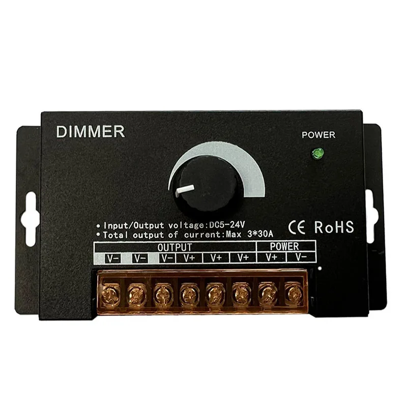 DC5-24V Wireless Dimmer High-power RF Wireless 3-key Iron Case 90A Knob Dimmer with Automatic Memory Function