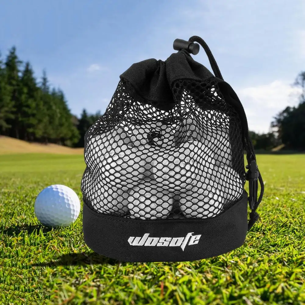 Golf Ball Storage Bag Hanging Buckle Large Capacity Golf Equipment Storage Pouch Drawstring Golf Ball Pouch Net Mesh Storage Bag