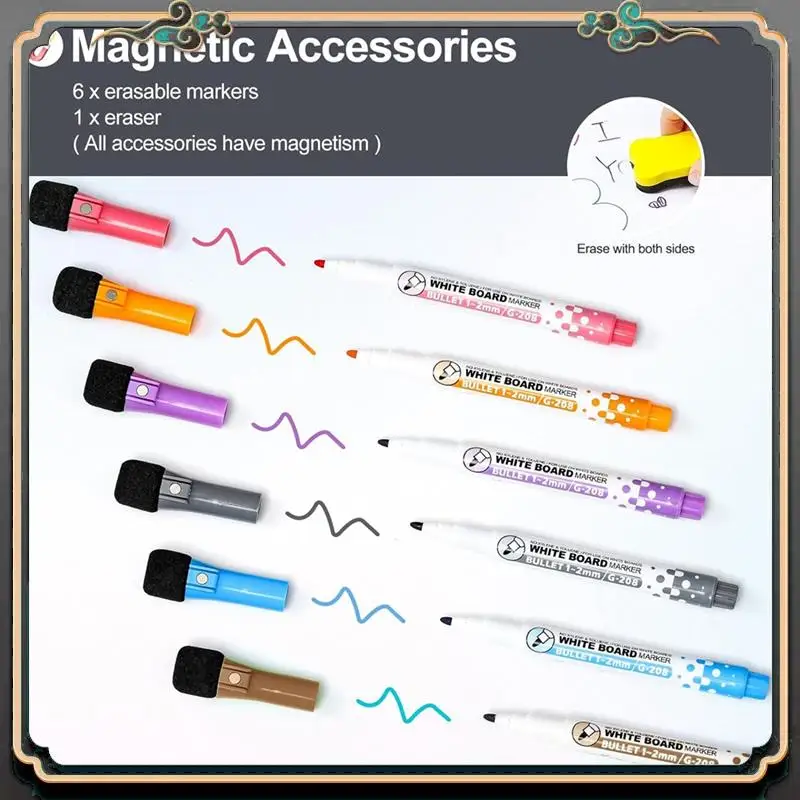 ASMA-4 PCS Placa branca magnética de apagamento a seco Tecnologia resistente a manchas, 12 x 8 polegadas