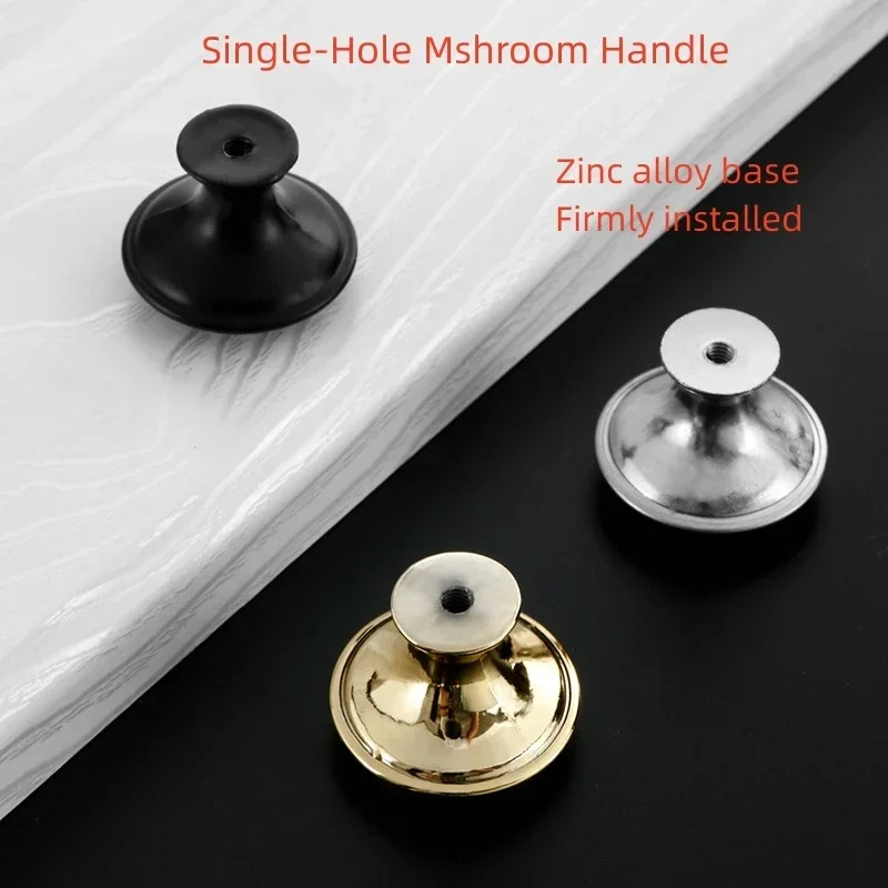 10 Pacote Preto Dourado Armário Handle Aço Inoxidável Kitchen Handles Móveis Handle Gaveta Botões Único Buraco Mushroom Handle