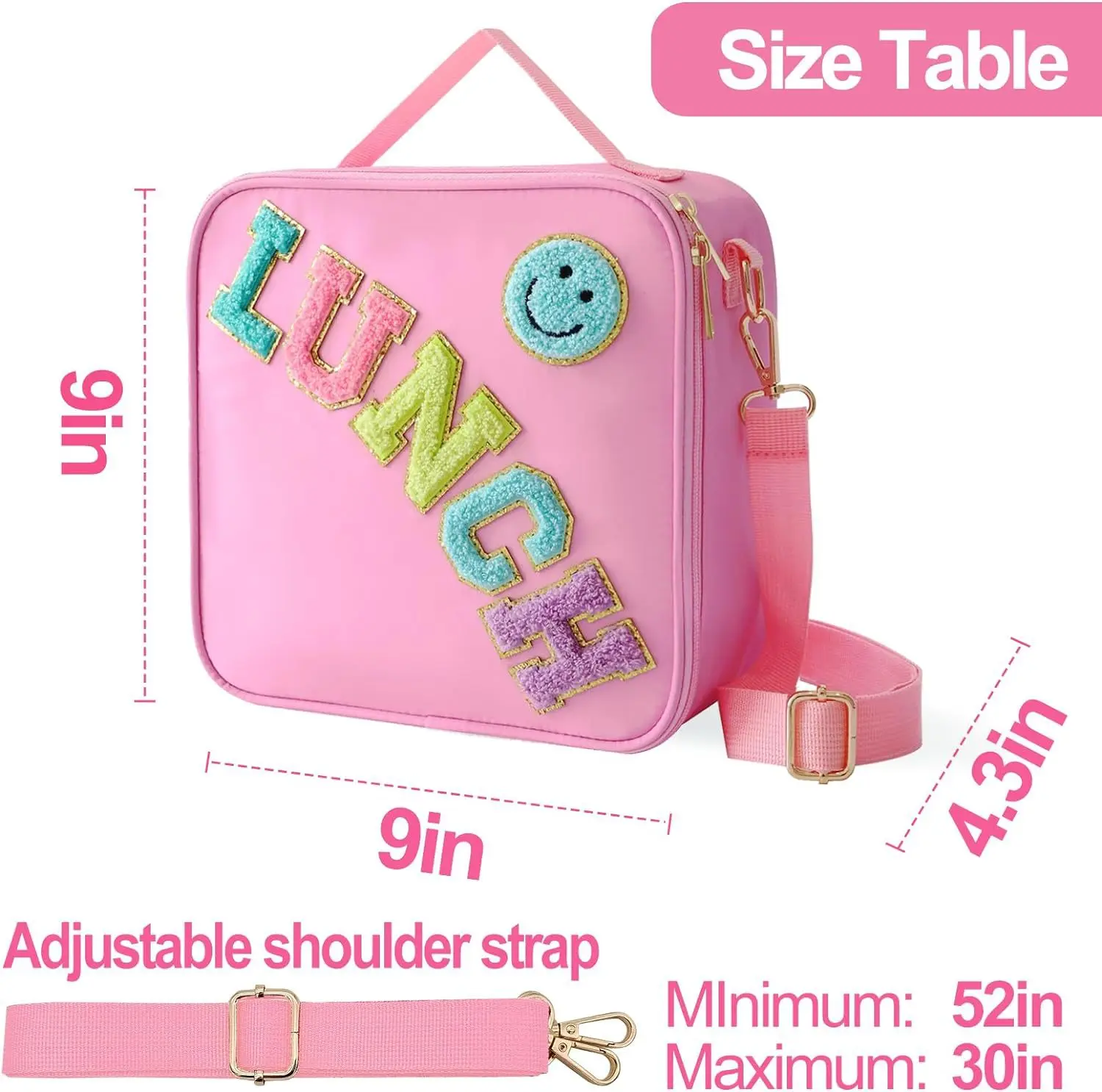 Insulated Lunch Bag Women Lunch Box Kids for Teen Girls Boys With Shoulder Strap Nylon Preppy Lunch Bags for School Work Picnic