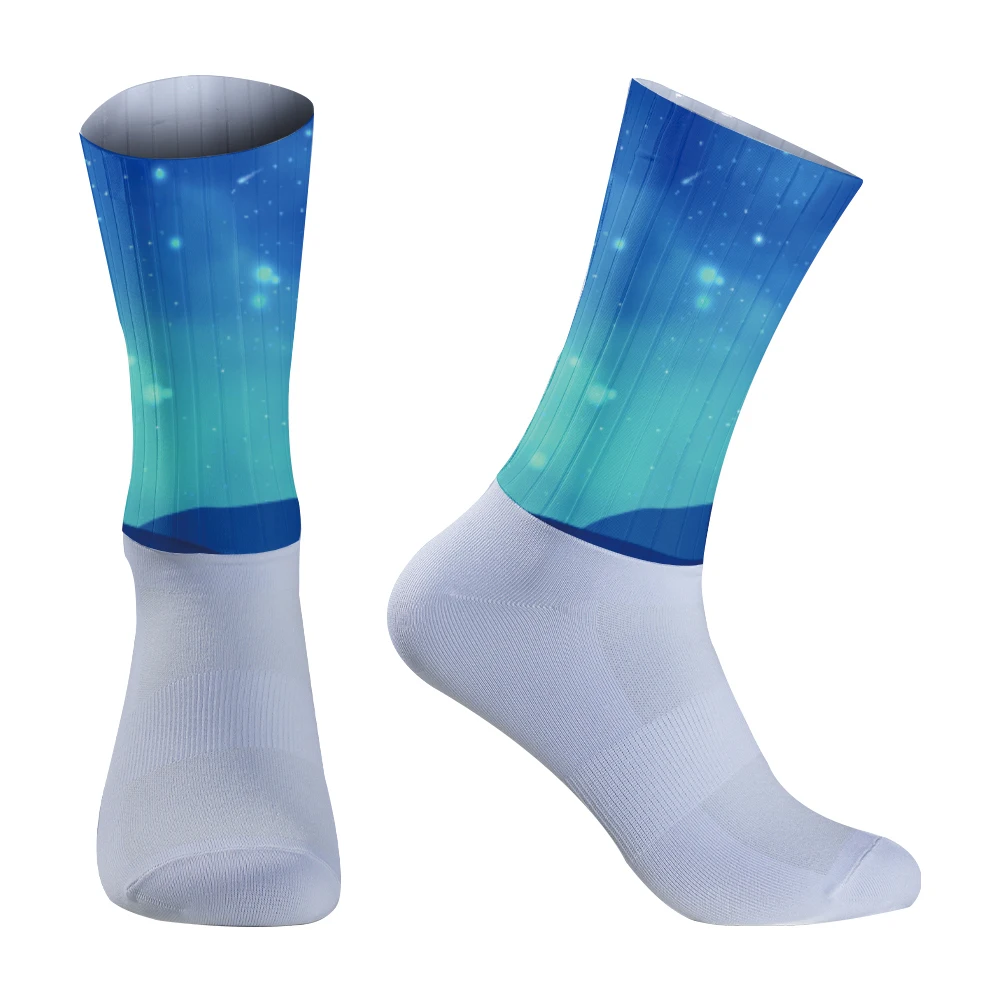 2024 New Anti Seamless Slip Silicone Cycling Pro Team Socks Outdoor Running Sport Champion Rainbow Bike socks