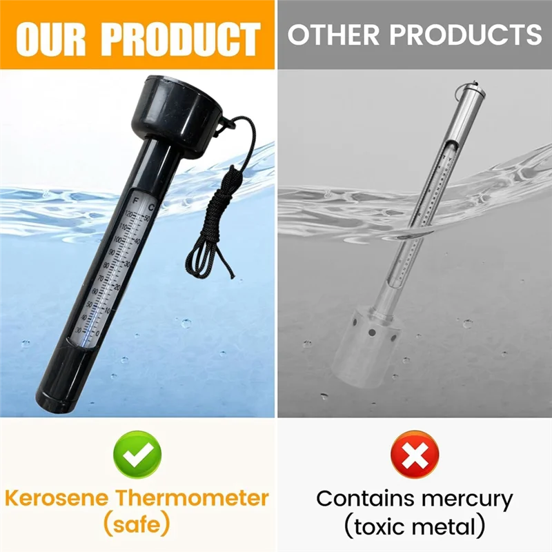 -ABGY термометр для бассейна, плавающий термометр для температуры бассейна, легко читаемый, для открытых и внутренних плавательных бассейнов и спа-салонов