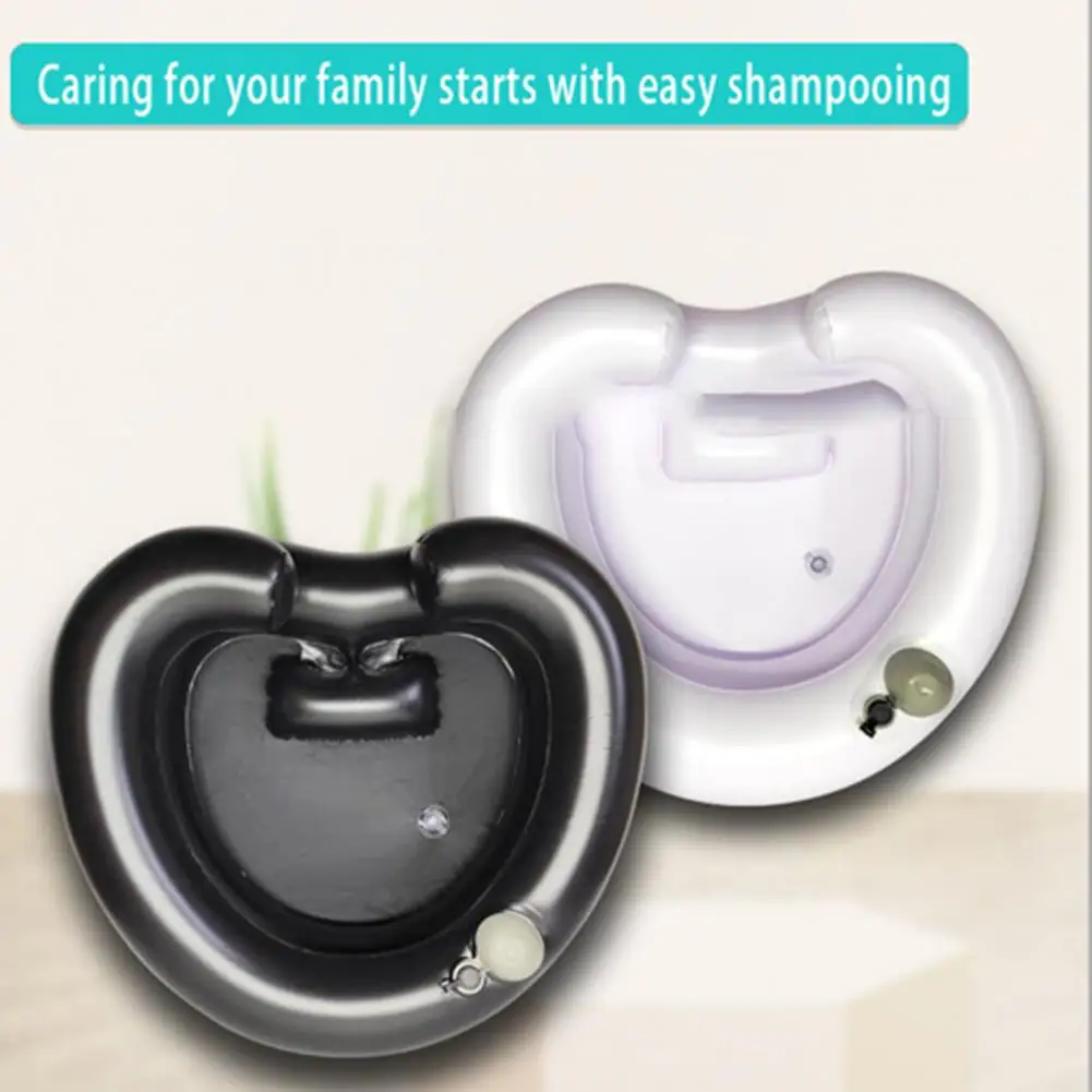 Inflatable Hair Washing Basin Portable Shampoo Basin with Wide Neck Opening Heart-shaped Shampoo Bowl for Elderly