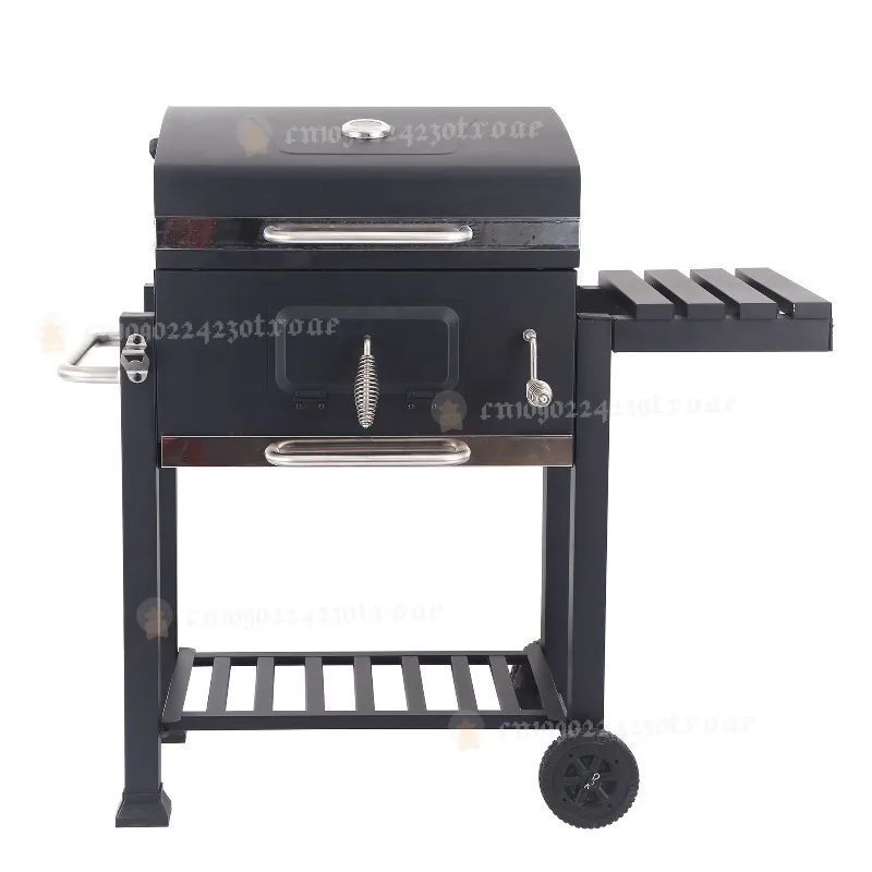 Outdoor Garden Barrel Grill Smoker Square Charcoal Grill for Camping BBQ Cooking