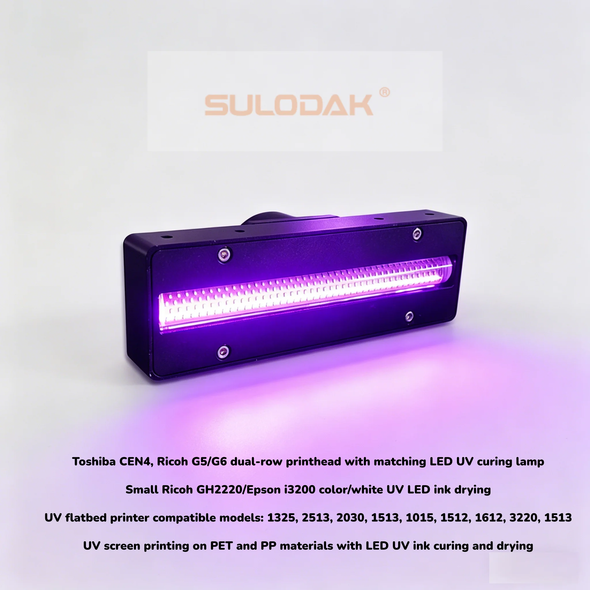 

Curing Lamp For Toshiba CEN4 Ricoh G5 G6 I3200 Printer Screen Printing On PET PP And Electronic Adhesive Bonding