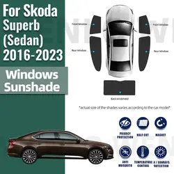 For Skoda Superb MK3 B8 Sedan 2016-2023 Magnetic Car Sunshade Front Windshield Frame Curtain Rear Side Window Sun Shade Visor