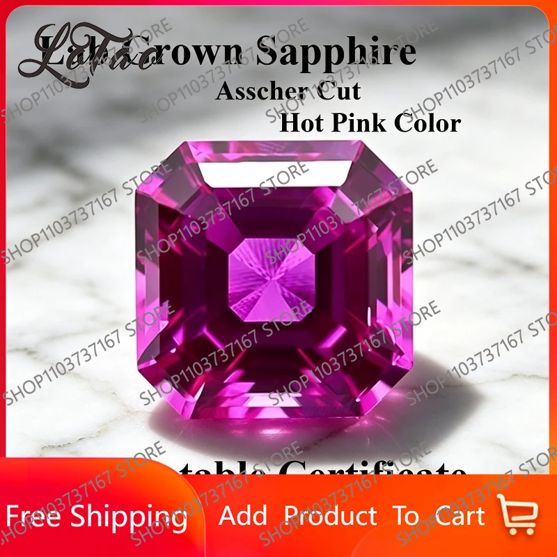 

High Quality Lab Grown Sapphire Hot Pink Color Asscher Cut Gemstone for DIY Jewelry Making Main Materials Selectable Certificate