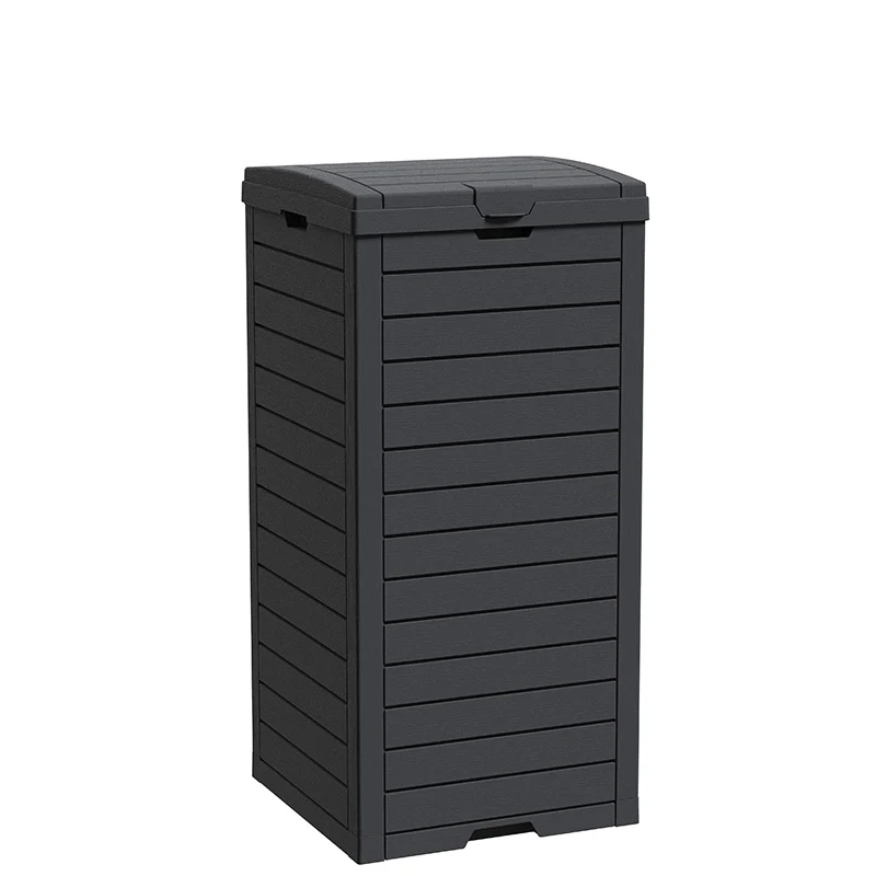 Plastic 38 Gallon for Patios Kitchens and Outdoor Entertain Used Composter Trash Can with Lid and Drip Tray