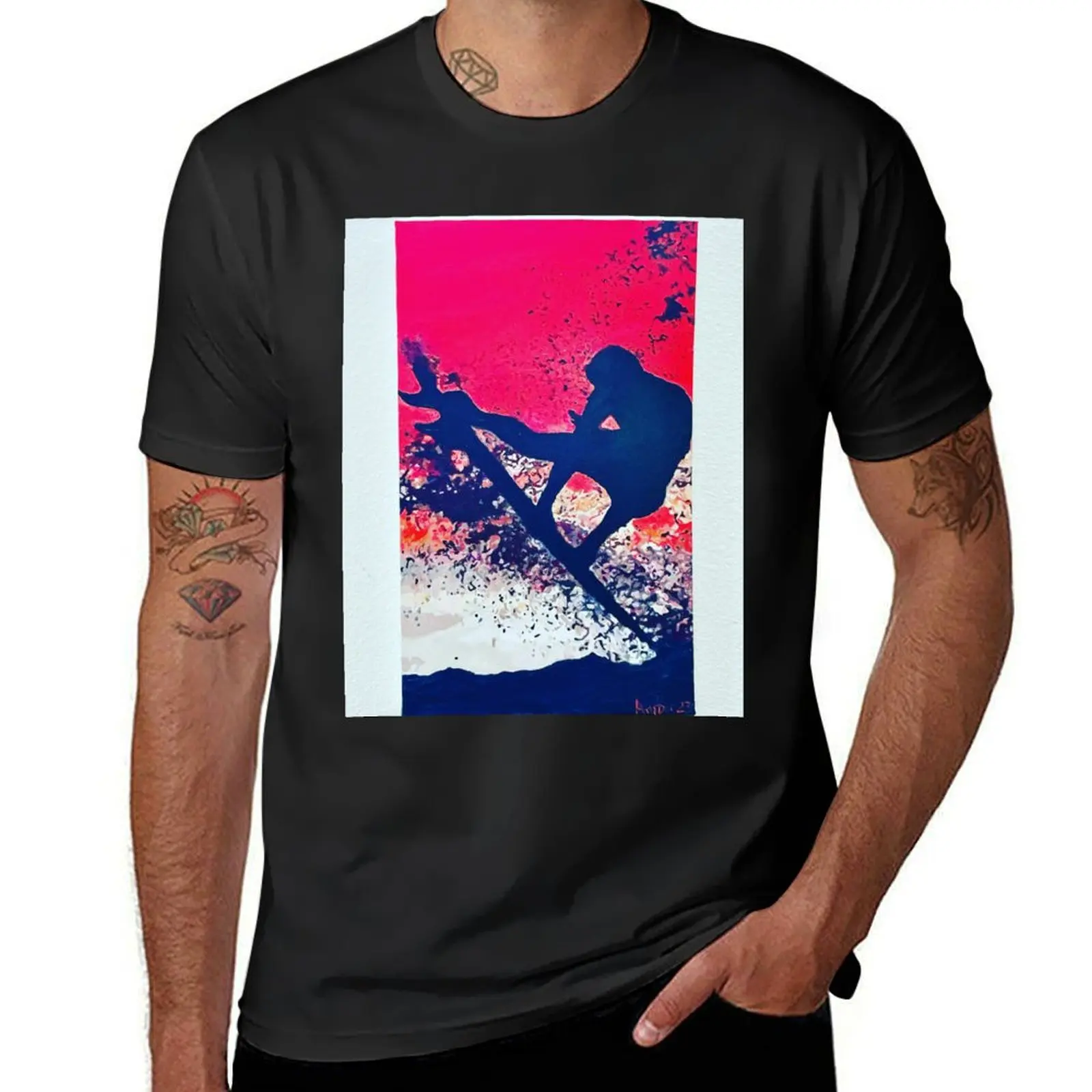 

Big Wave Sunset Surfer T-Shirt oversizeds sports fans boys animal print blacks Men's clothing