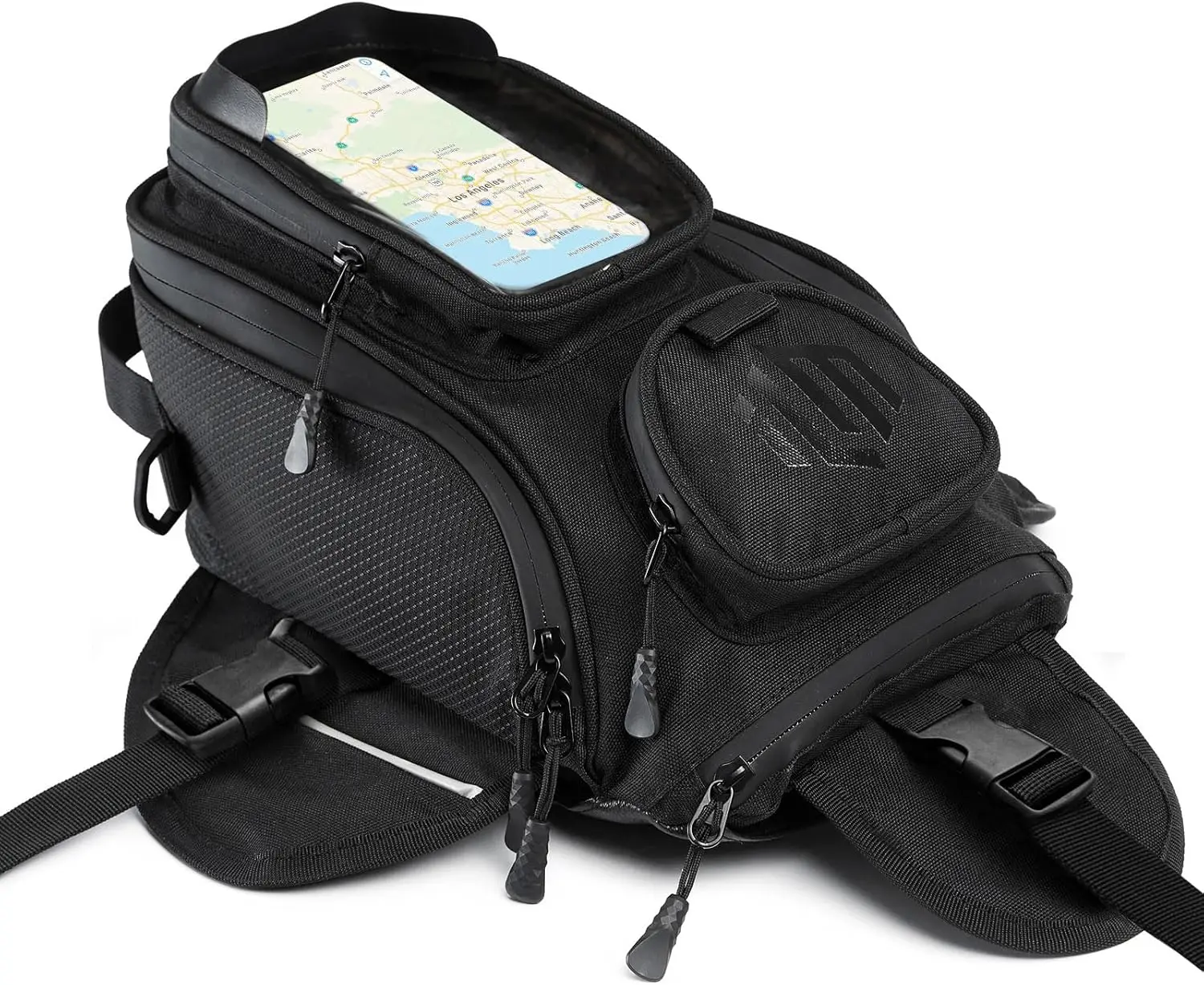 

Magnetic Motorcycle Tank Bag, Waterproof, Touch Screen Phone Pouch, 4 Straps Reinforced