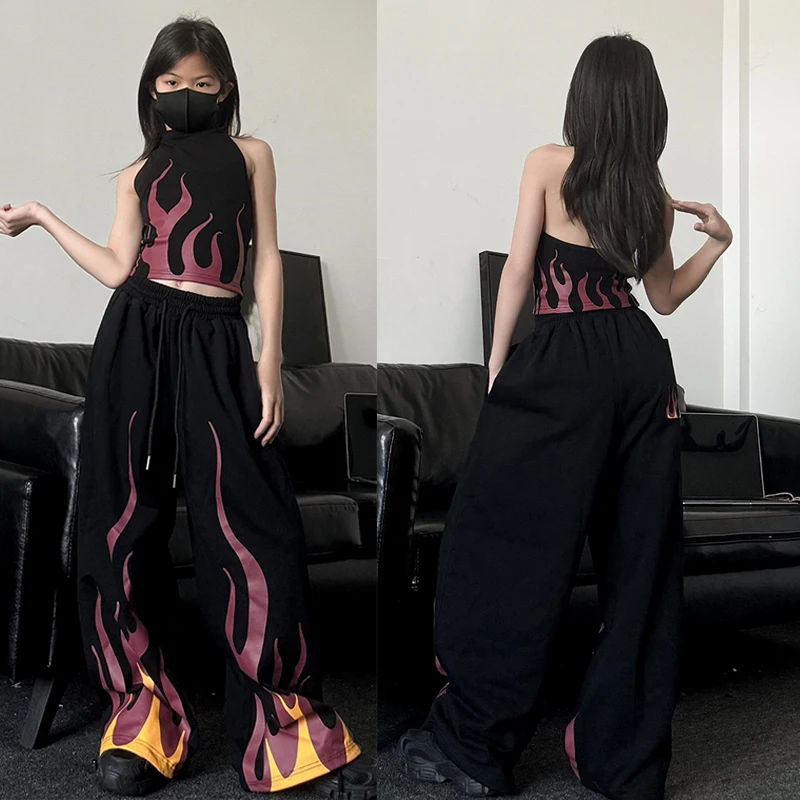 

Children Jazz Dance Performance Costumes For Girls Group Vest Loose Pants Kpop Outfits Fashion Hip Hop Stage Clothes DQS18598