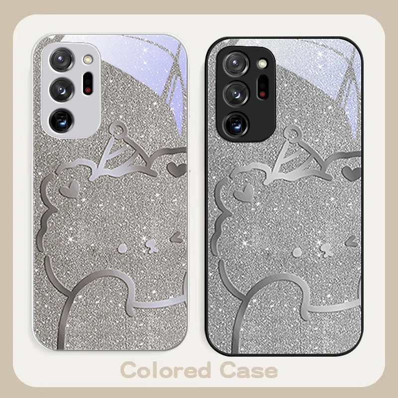 Pink romantic teddy bear For Samsung A01 A02 03 Core 04 05 06 10 12 13 14 5G 15 16 M02 12 Note 8 9 10 20 glass Ultra phone case